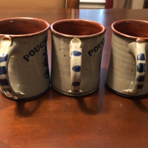 Harvey folk art handmade stone Poughkeepsie NY coffee mugs set of three - Picture 4 of 8